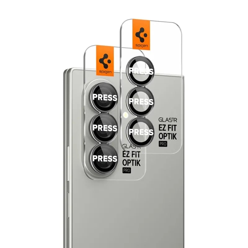 Spigen Optik Pro HD GLAS.TR EZ Fit kameros apsauga, 2 vnt. - Objektyvo apsauga Samsung Galaxy Z Fold 7 telefonui (2 vnt.) (Juoda)