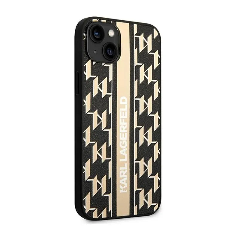 Karl Lagerfeld Monogram Stripe – Dėklas iPhone 14 Plus (Rudas)