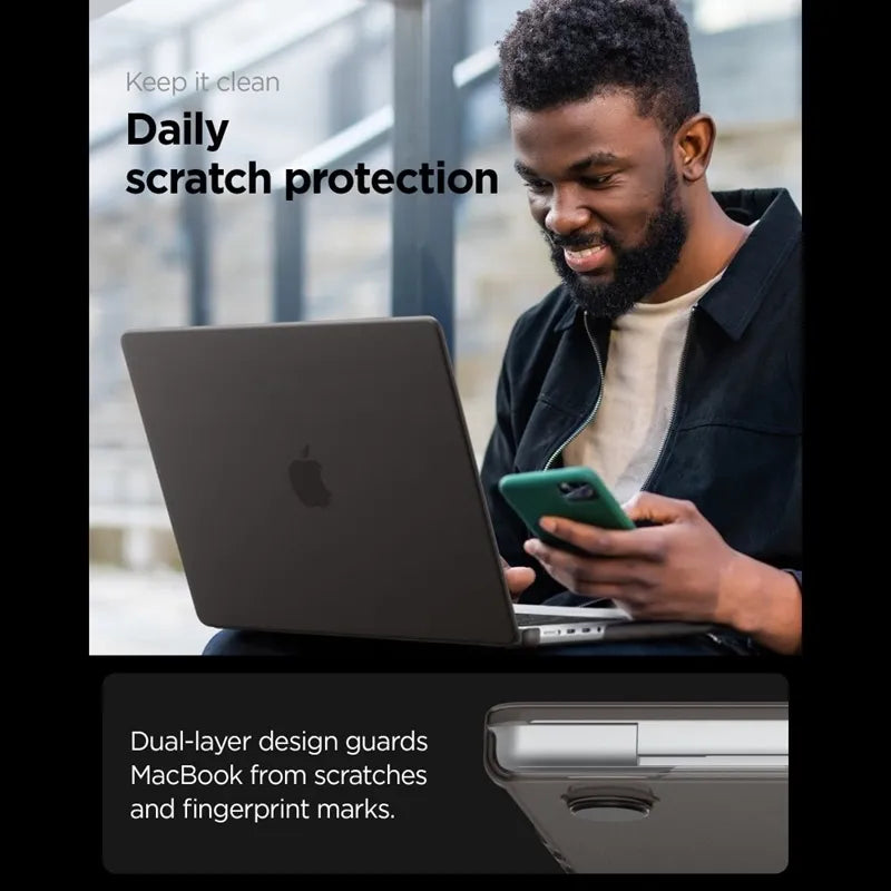 Spigen AirSkin – MacBook Pro 14" dėklas (M5/M4/M3/M2/M1/2026-2021) (Frost Black)