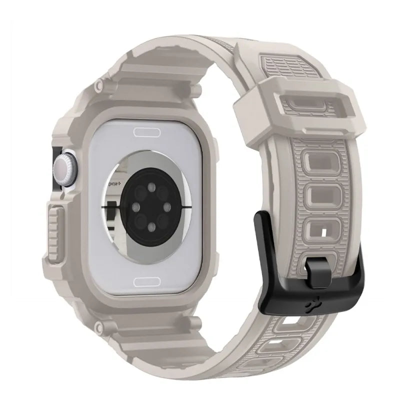 Spigen Rugged Armor Pro V2 – dirželis su dėklu Apple Watch 10/11 42mm (Dune Beige)