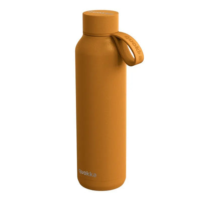 Quokka Solid su dirželiu – 630 ml nerūdijančio plieno termobutelinis su dirželiu (garstyčių spalvos)
