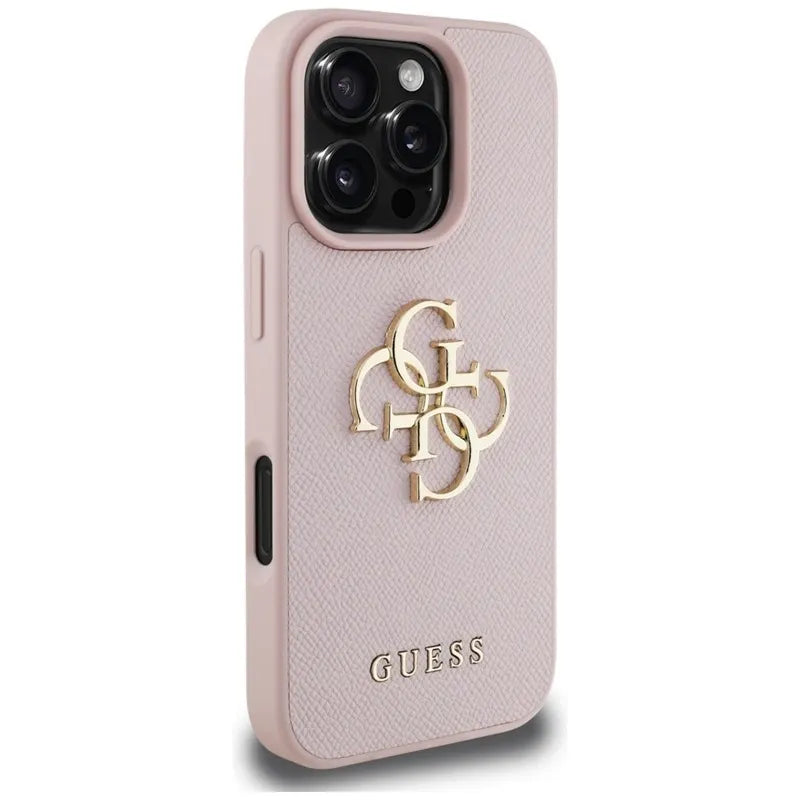 Guess Grained Big 4G Logo Small Classic Logo – dėklas iPhone 16 Pro (rožinis)