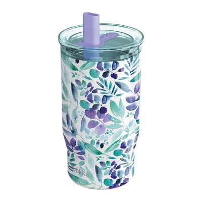 Quokka Mist – 720 ml nerūdijančio plieno termo puodelis su šiaudeliu (Violet Blooms)
