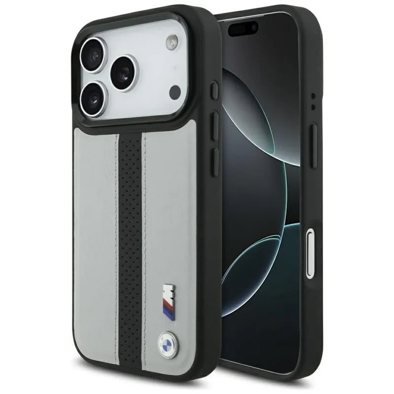 BMW M Perforated Stripe Logo MagSafe – iPhone 17 Pro dėklas (pilkas)