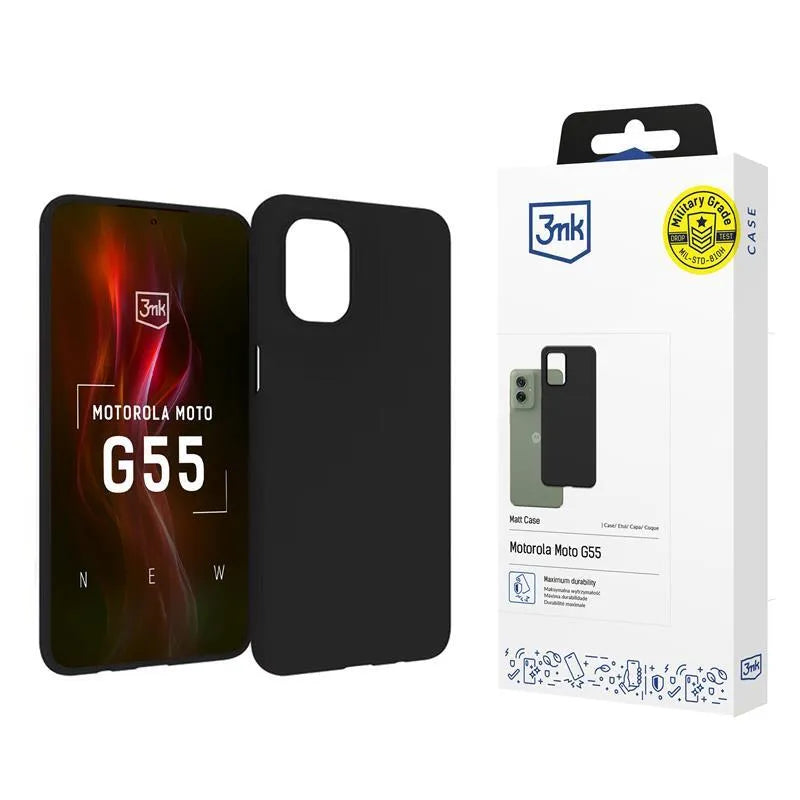 3mk Matt Case – Dėklas Motorola Moto G55 5G telefonui (Juodas)
