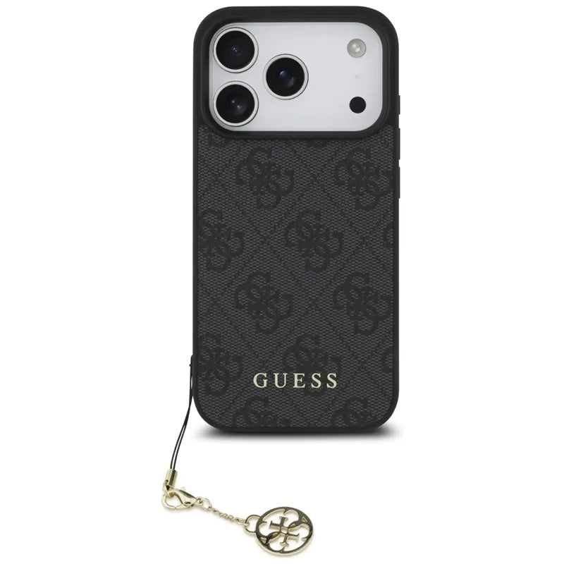 Guess 4G Charms Collection MagSafe – dėklas iPhone 17 Pro (juodas)