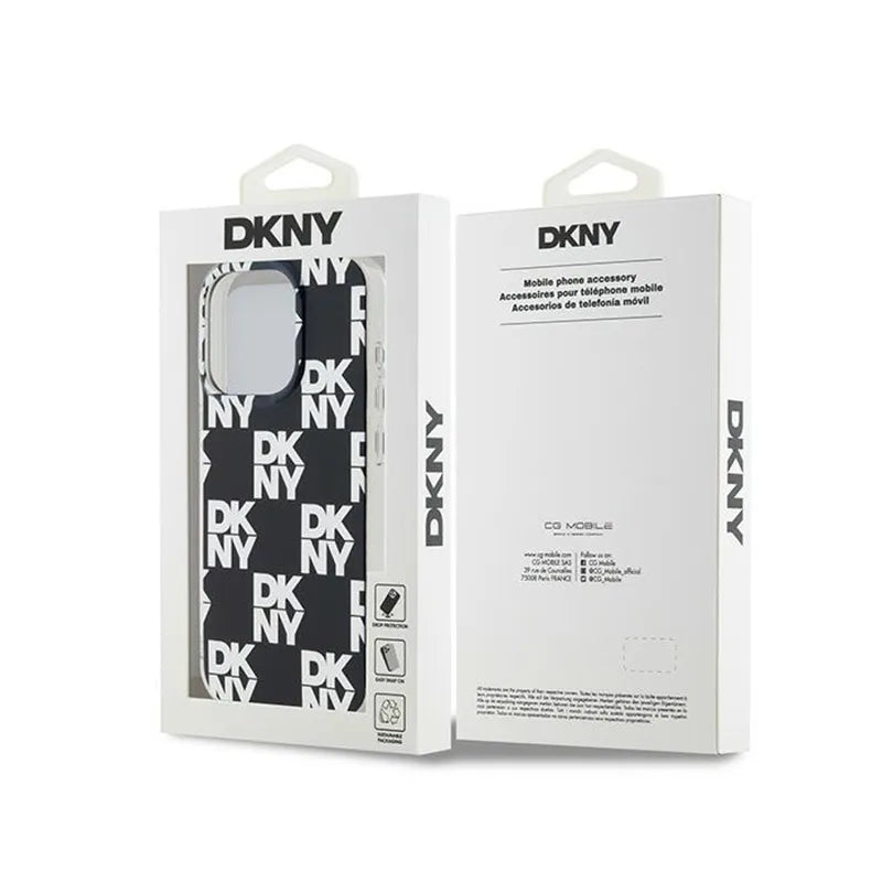DKNY IML Checkered Mono Pattern – dėklas iPhone 15 Pro Max (juodas)
