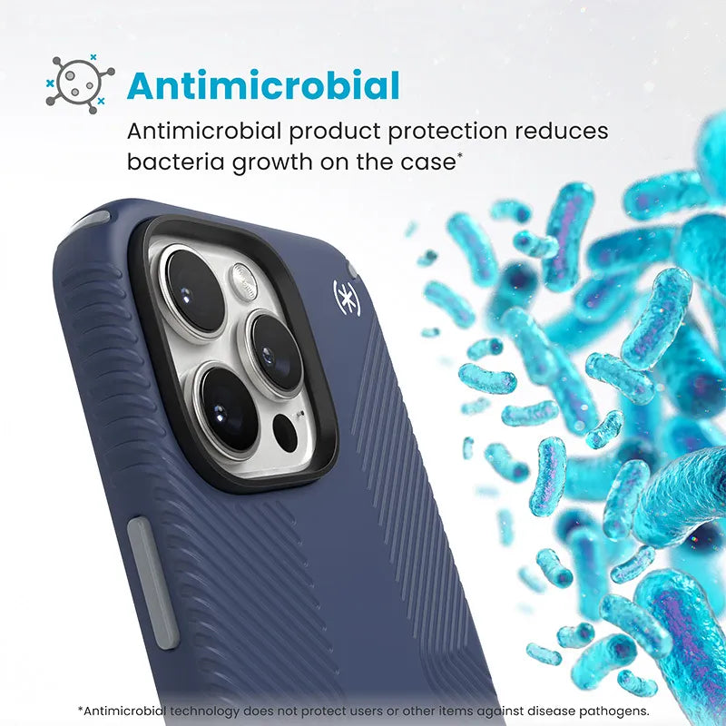 Speck Presidio2 Grip ClickLock & MagSafe – dėklas iPhone 16 Pro Max (Coastal Blue / Dust Gray / White)