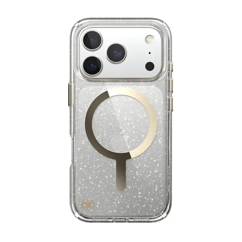 Speck Presidio Lux MagSafe – dėklas iPhone 17 Pro (Blizgučiai / Auksinė metalo spalva)