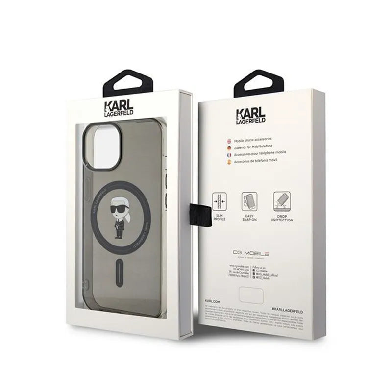 Karl Lagerfeld IML Ikonik MagSafe – iPhone 15 dėklas (juodas)