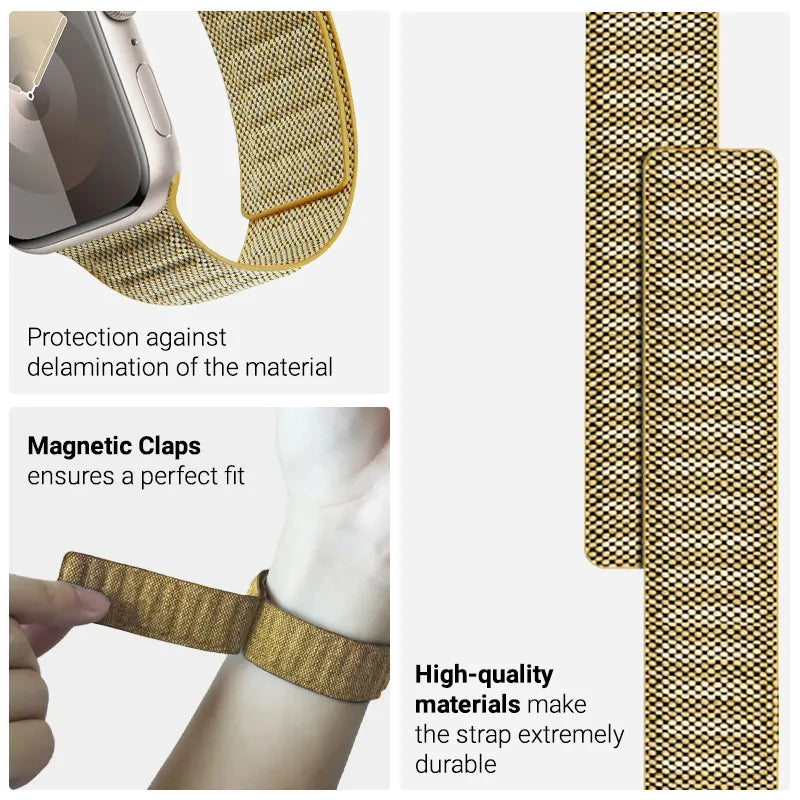 Crong Melange – magnetinis dirželis Apple Watch 38/40/41/42 mm (geltonas melansas)
