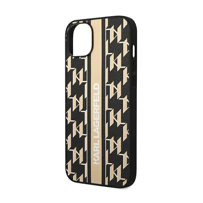 Karl Lagerfeld Monogram Stripe – Dėklas iPhone 14 Plus (Rudas)