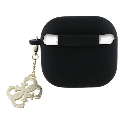 Guess Silicone 4G Charm – AirPods 4 dėklas (juodas)