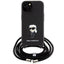 Karl Lagerfeld Crossbody Saffiano Monogram Ikonik Metal Pin – dėklas „iPhone 15“ (juodas)