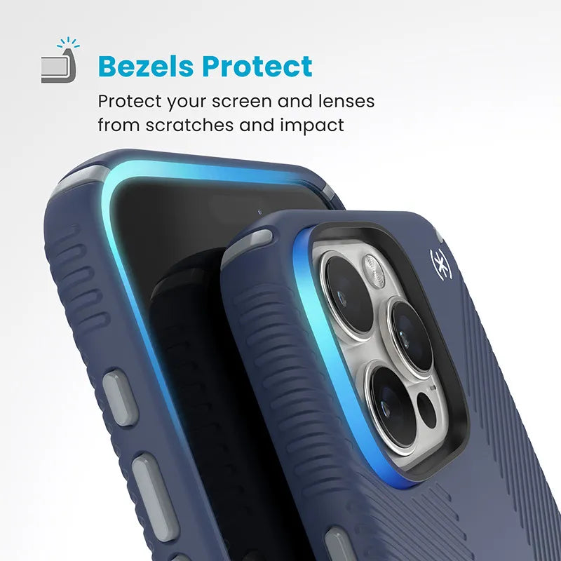 Speck Presidio2 Grip ClickLock & MagSafe – dėklas iPhone 16 Pro Max (Coastal Blue / Dust Gray / White)