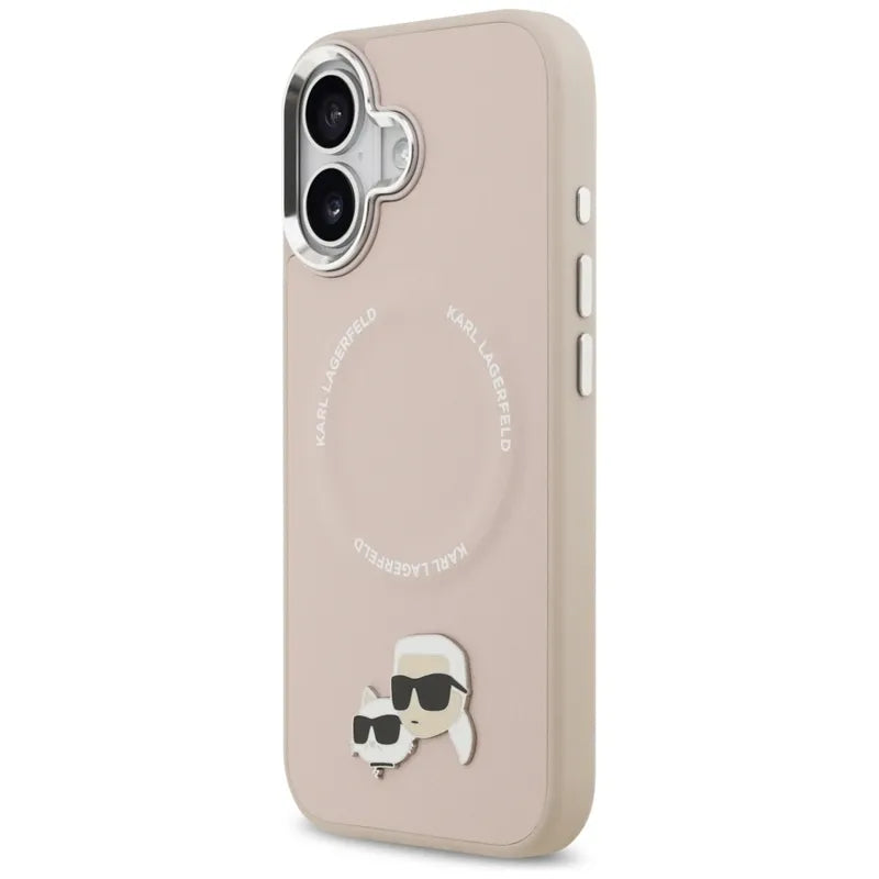 Karl Lagerfeld Karl & Choupette Pins MagSafe – dėklas iPhone 17 (rožinis)