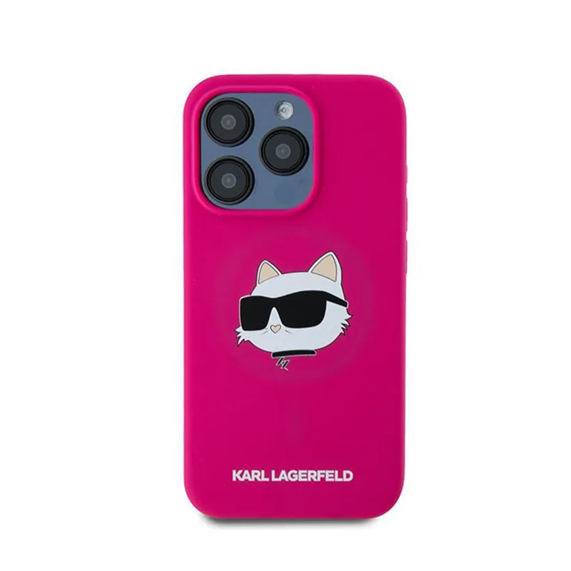 Karl Lagerfeld Silicone Choupette Head MagSafe – iPhone 15 Pro dėklas (rožinis)