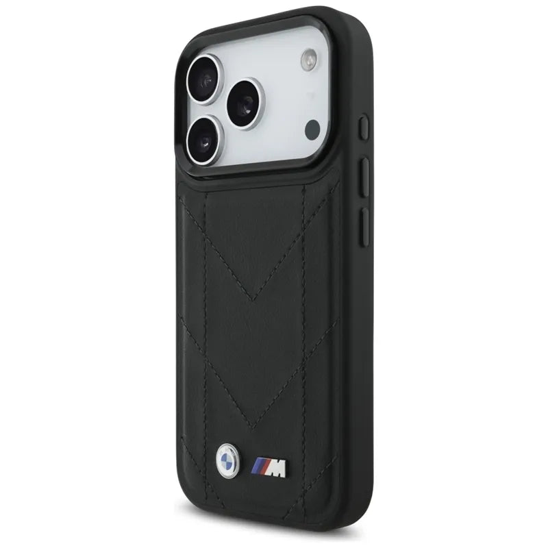 BMW M Quilted Logo MagSafe – iPhone 17 Pro dėklas (juodas)