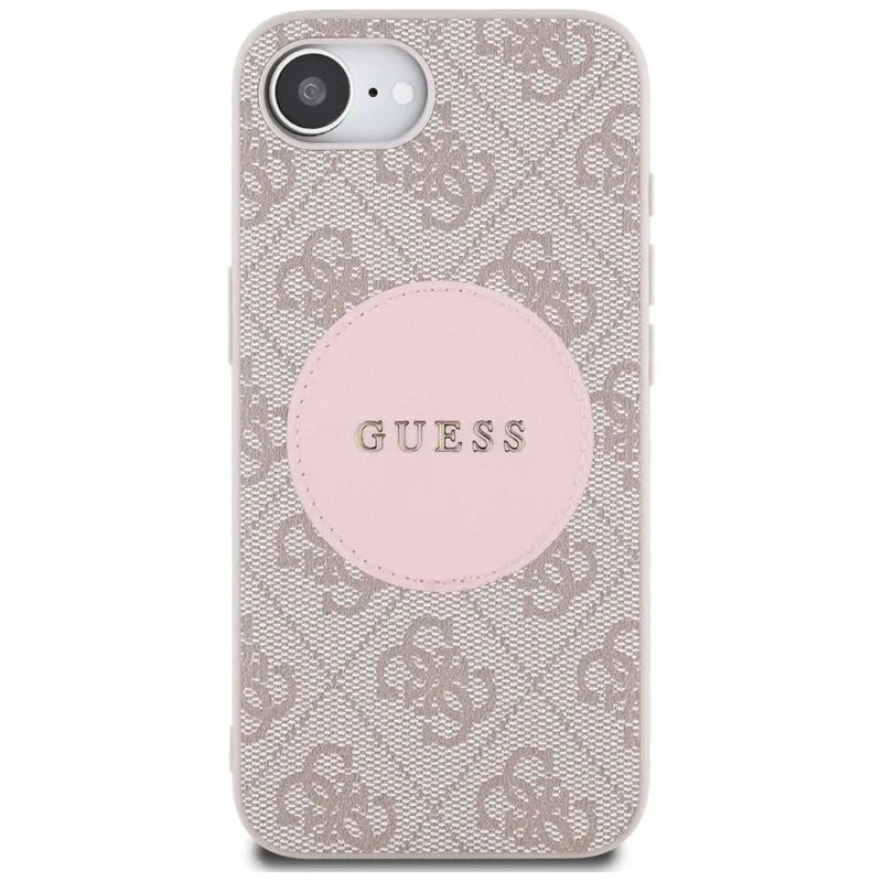 Guess 4G Circle Classic Logo MagSafe – dėklas iPhone 16e (rožinis)