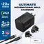 Energizer Ultimate - Multiplug ES / JK / JAV GaN 20W PD sieninis įkroviklis + USB-C laidas (juodas)