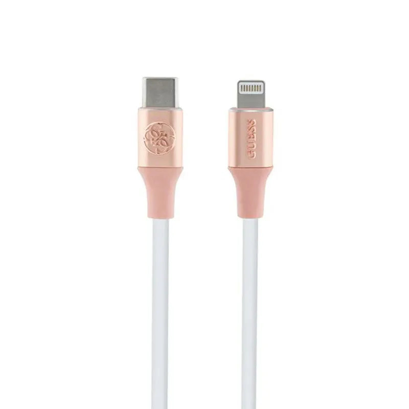 Guess Ebossed Logo – USB-C į „Lightning“ kabelis, MFi sertifikuotas, 1,5 m (rožinis)