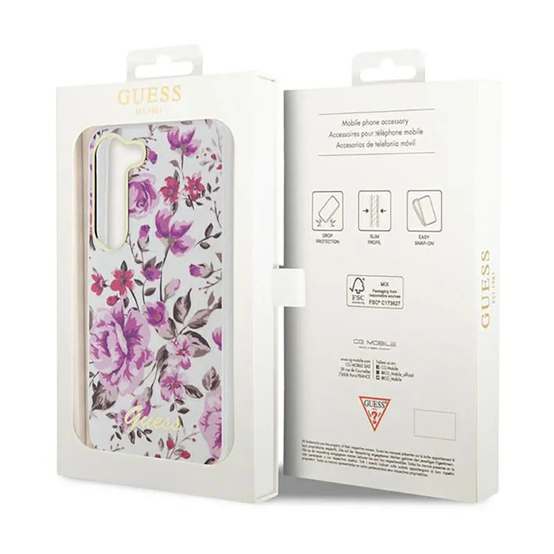 „Guess Flower Collection“ – dėklas Samsung Galaxy S23+ (baltas)