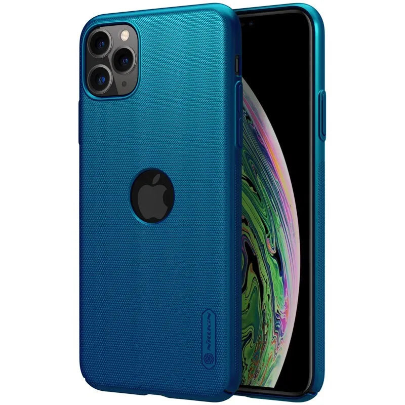 Nillkin Super Frosted Shield – dėklas Apple iPhone 11 Pro Max su išpjova logotipui (Peacock Blue)