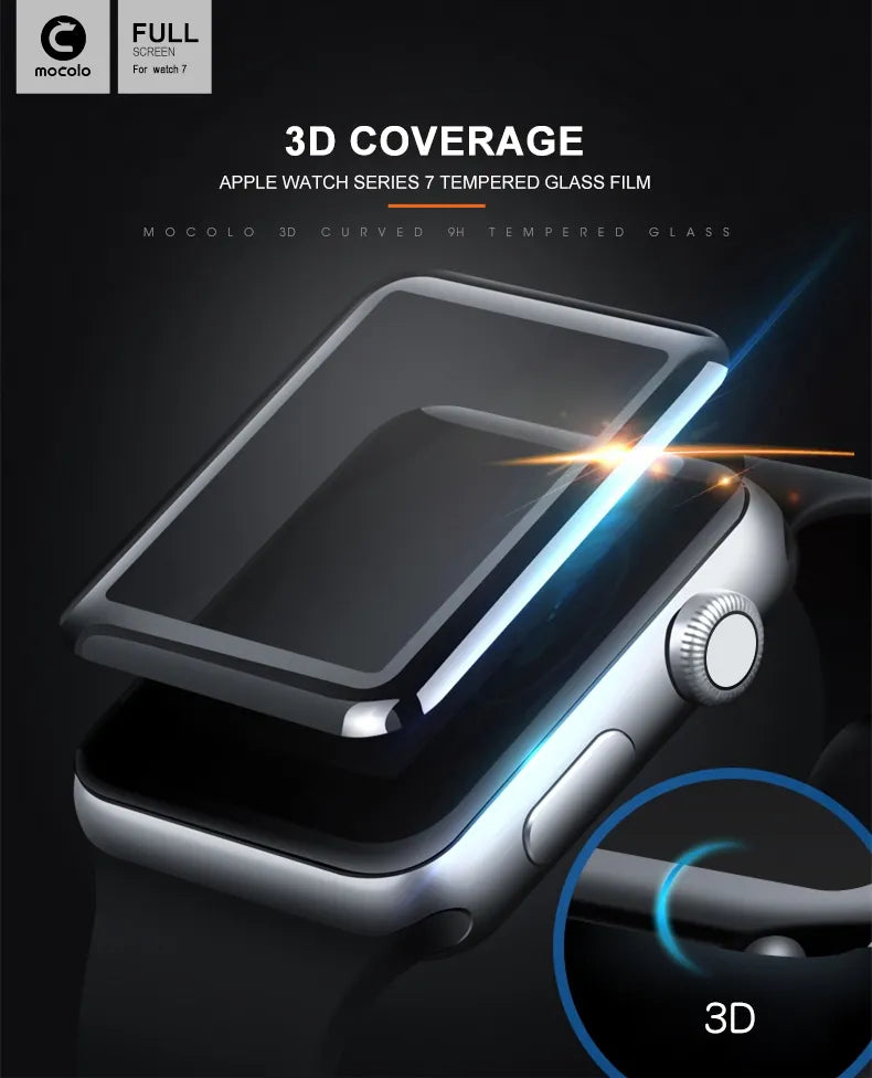 Mocolo 3D Glass Full Glue - Apsauginis stiklas Apple Watch 7/8 41 mm ekranui