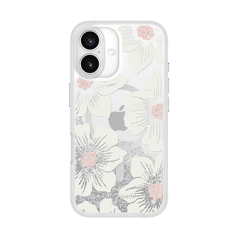 Kate Spade New York Liquid Glitter MagSafe – dėklas iPhone 16 (Hollyhock Floral)