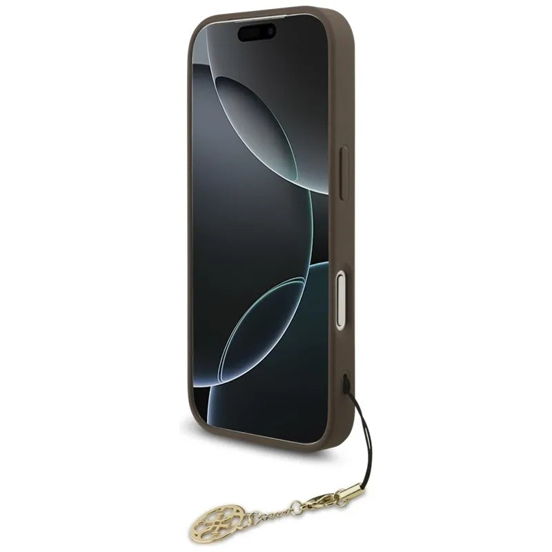 Guess 4G Charms Collection MagSafe – iPhone 17 Pro dėklas (rudas)