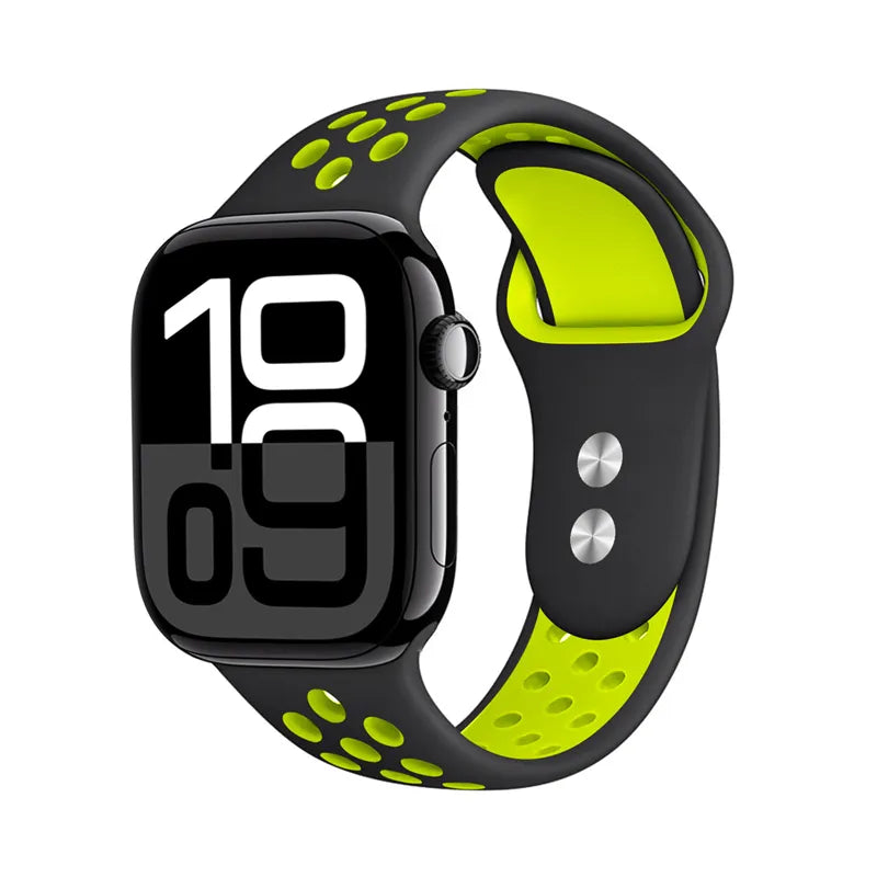 Crong Duo Sport – Apple Watch apyrankė 38/40/41/42 mm (juoda/laimo)