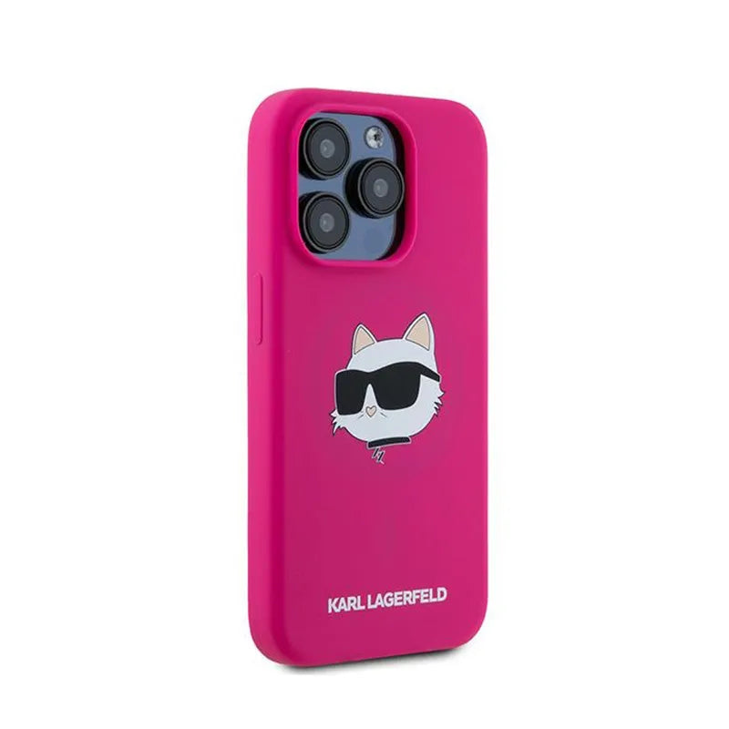 Karl Lagerfeld Silicone Choupette Head MagSafe – iPhone 15 Pro dėklas (rožinis)