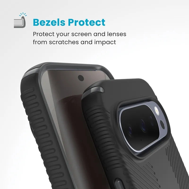 Speck Presidio2 Grip Magnet – Google Pixel 10 / Google Pixel 10 Pro dėklas (juodas / skalūno pilka)