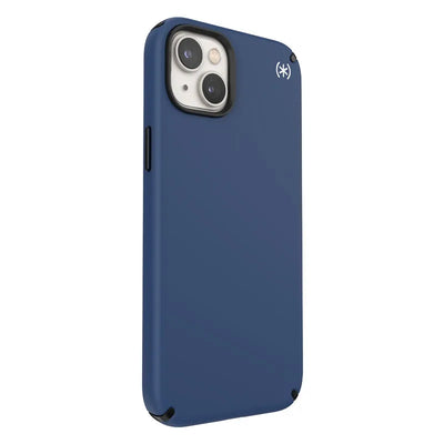 Speck Presidio2 Pro – antibakterinis dėklas „iPhone 15 Plus“ / „14 Plus“ (pakrantės mėlyna / juoda / balta)