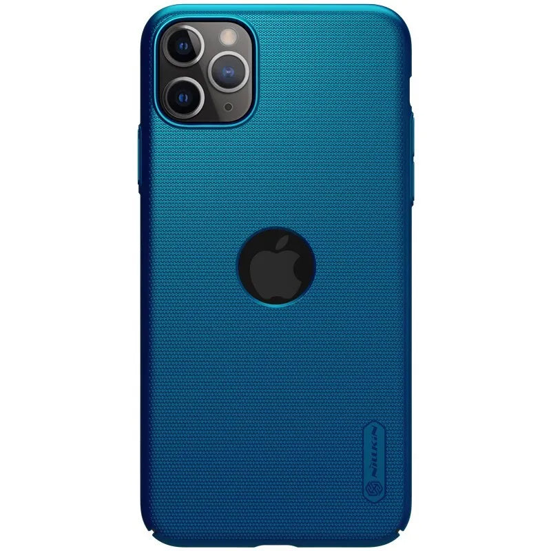 Nillkin Super Frosted Shield – dėklas Apple iPhone 11 Pro Max su išpjova logotipui (Peacock Blue)
