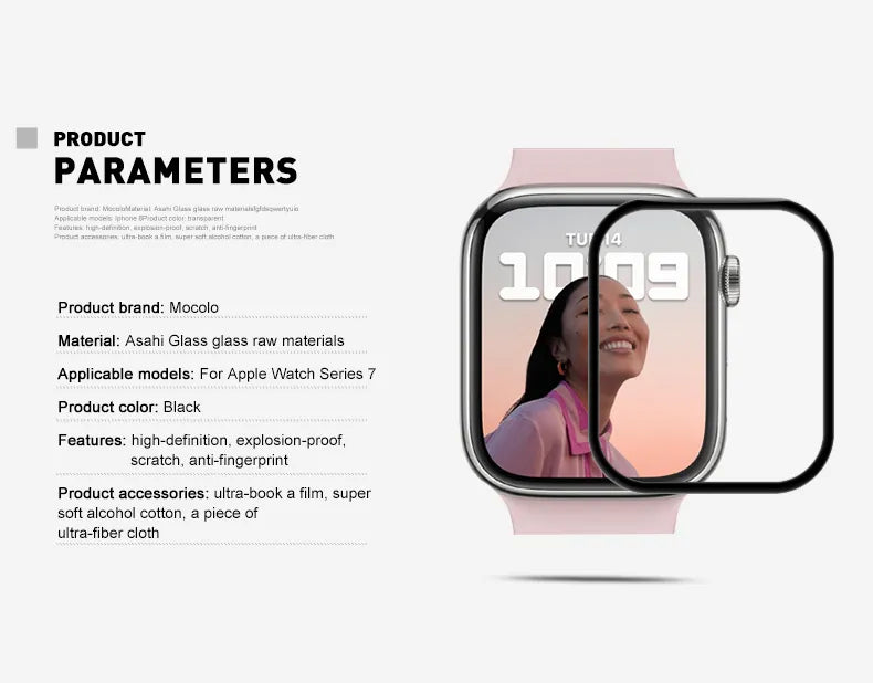 Mocolo 3D Glass Full Glue - Apsauginis stiklas Apple Watch 7/8 41 mm ekranui