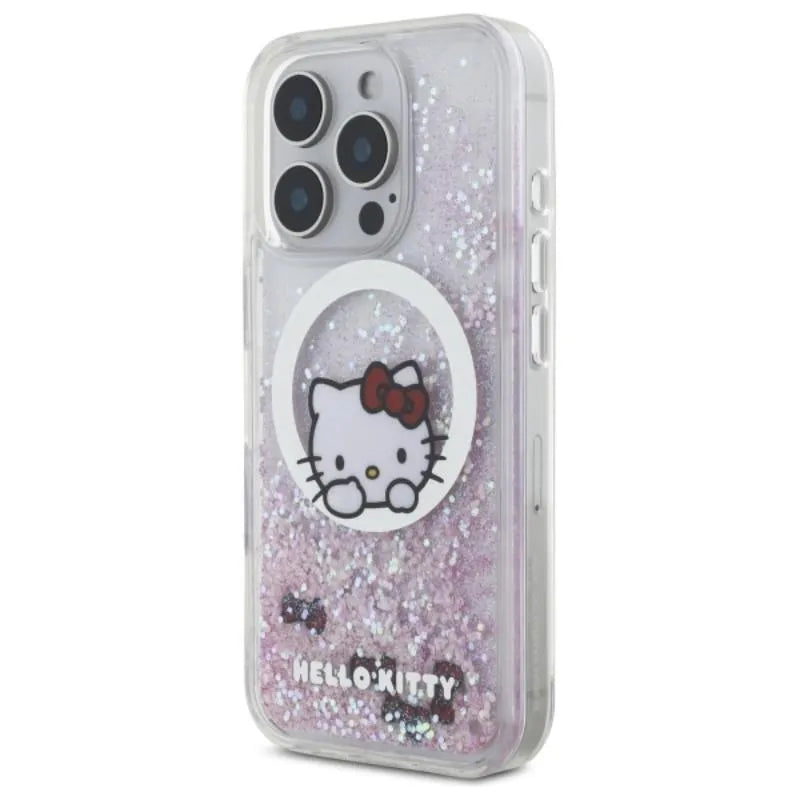 Hello Kitty Liquid Glitter Sweet Kitty Bows MagSafe – dėklas iPhone 16 Pro (baltas)