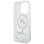 Karl Lagerfeld Liquid Glitter Karl & Choupette Head MagSafe – dėklas iPhone 16 Pro Max (skaidrus)
