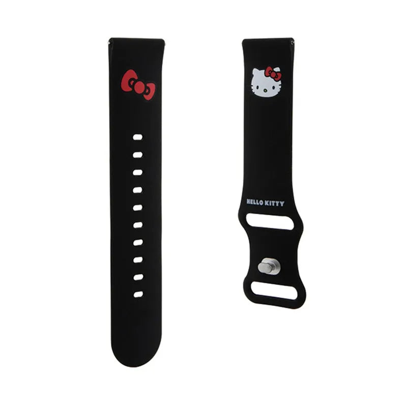 Hello Kitty Silicone Kitty Head – universalus 22 mm dirželis išmaniajam laikrodžiui (juodas)