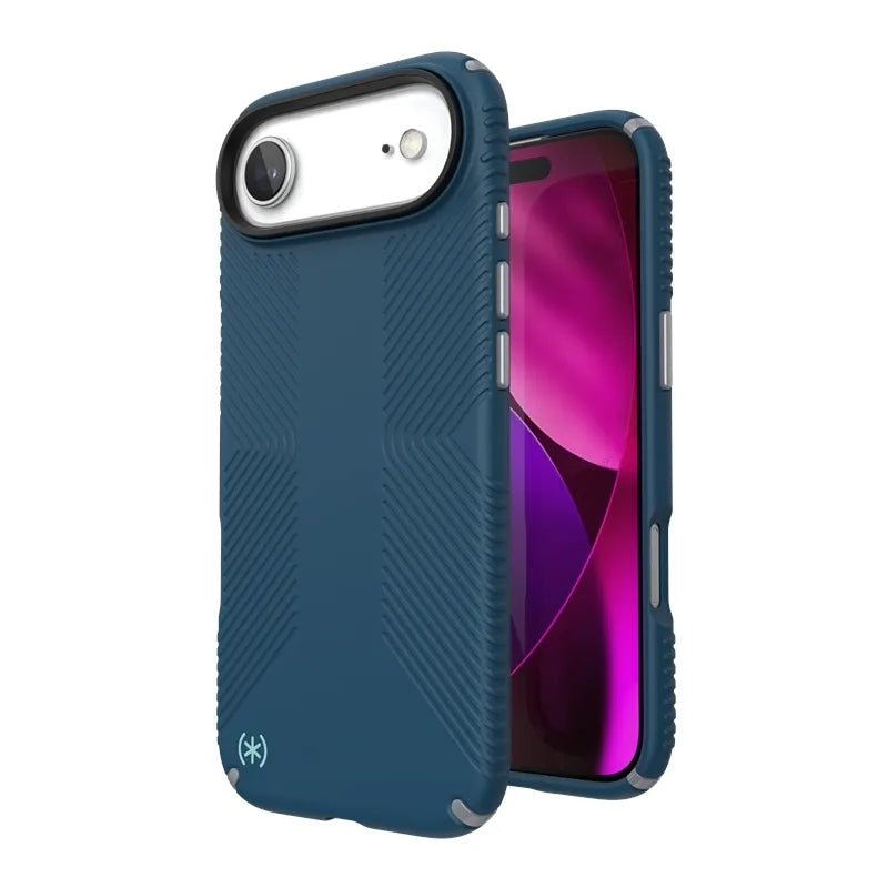 Speck Presidio2 Grip MagSafe – dėklas iPhone Air (Deep Sea / Silver Metallic / Spell Blue)