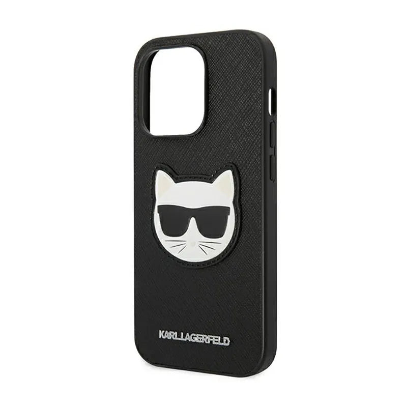 Karl Lagerfeld Saffiano Choupette Head Patch dėklas – Dėklas skirtas iPhone 14 Pro Max (juodas)