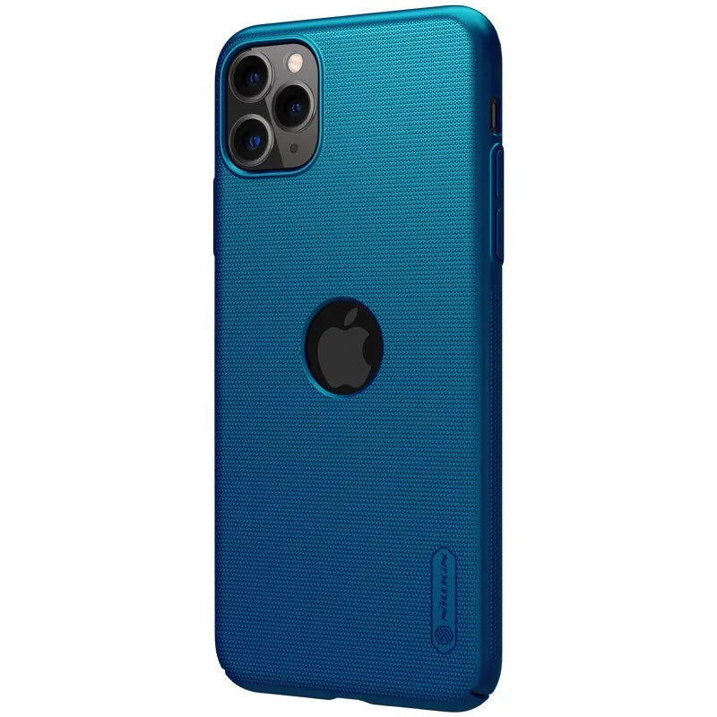 Nillkin Super Frosted Shield – dėklas Apple iPhone 11 Pro Max su išpjova logotipui (Peacock Blue)