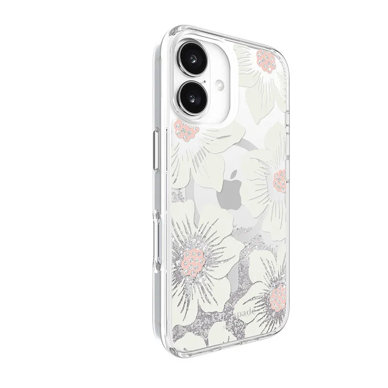Kate Spade New York Liquid Glitter MagSafe – dėklas iPhone 16 (Hollyhock Floral)