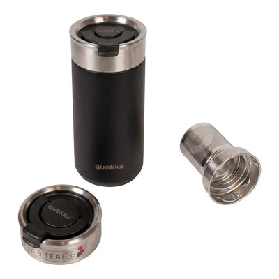 Quokka Boost Coffee Tumbler – nerūdijančio plieno termopuodelis su sieteliu 400 ml (juodas)