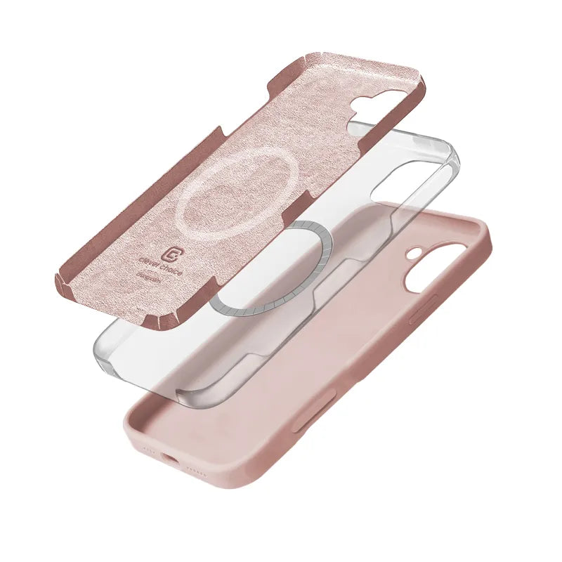 „Crong Color Cover Magnetic“ – „iPhone 16 MagSafe“ dėklas (smėlio rožinė)