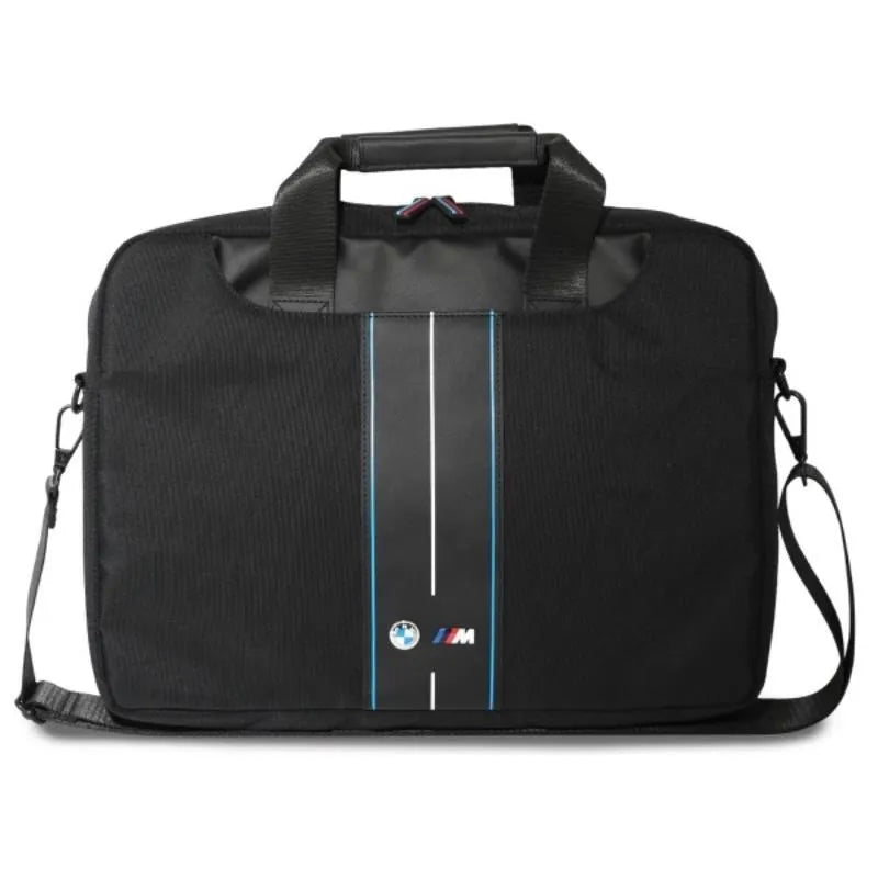 BMW „Nylon Blue Stripe“ – nešiojamojo kompiuterio krepšys 16" (juodas)