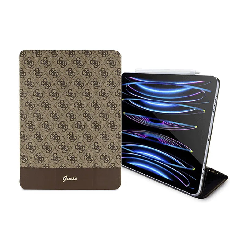 Guess 4G Stripe Allover – Dėklas iPad Pro 12.9" (2022-2020) (Rudas)