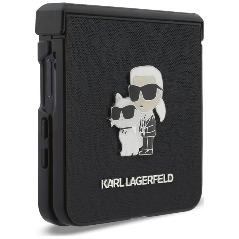 Karl Lagerfeld Karl & Choupette Saffiano Pins – Samsung Galaxy Z Flip 8 dėklas (juodas)