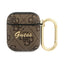 Guess 4G Script Metal Collection – dėklas Apple AirPods 1/2 gen (rudos spalvos)