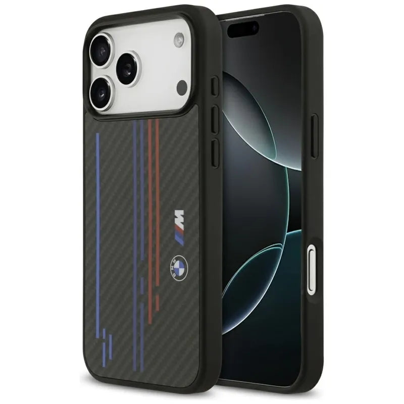 BMW M Kevlar Lines & Logo MagSafe dėklas – iPhone 17 Pro Max (juodas)